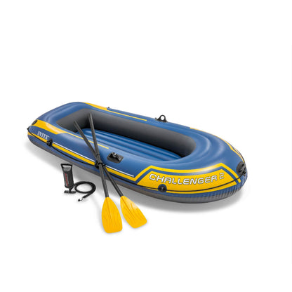 Intex Challenger 2 Inflatable 2 Person Floating Boat Raft Set w/ Oars & Air Pump