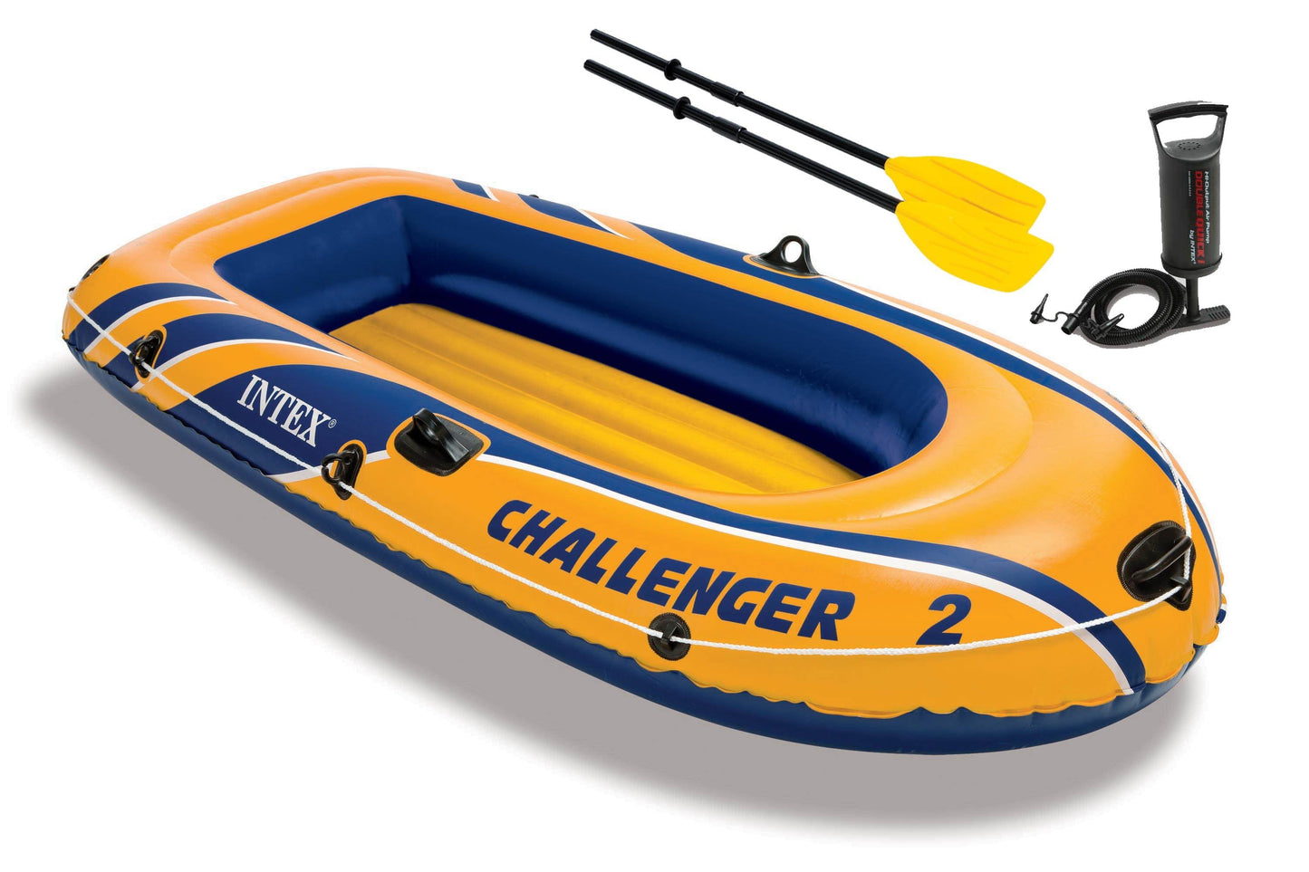 Intex Challenger 2 Inflatable 2 Person Floating Boat Raft Set w/ Oars & Air Pump