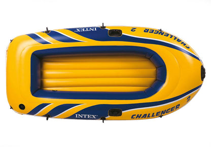 Intex Challenger 2 Inflatable 2 Person Floating Boat Raft Set w/ Oars & Air Pump