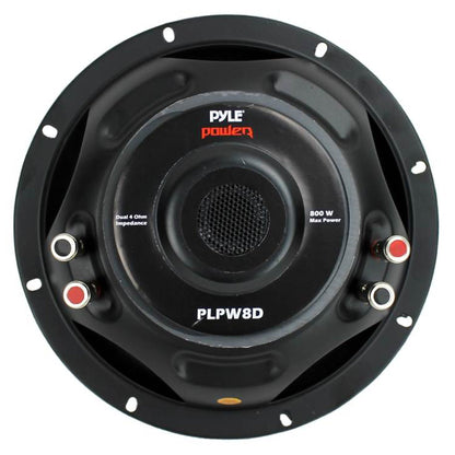 Pyle 8 Inch 1600W DVC 4 Ohm Car Audio Subwoofer Speaker Set, Black (2 Pack)