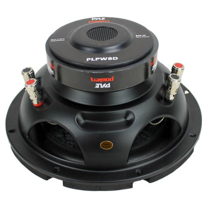 Pyle 8 Inch 1600W DVC 4 Ohm Car Audio Subwoofer Speaker Set, Black (2 Pack)