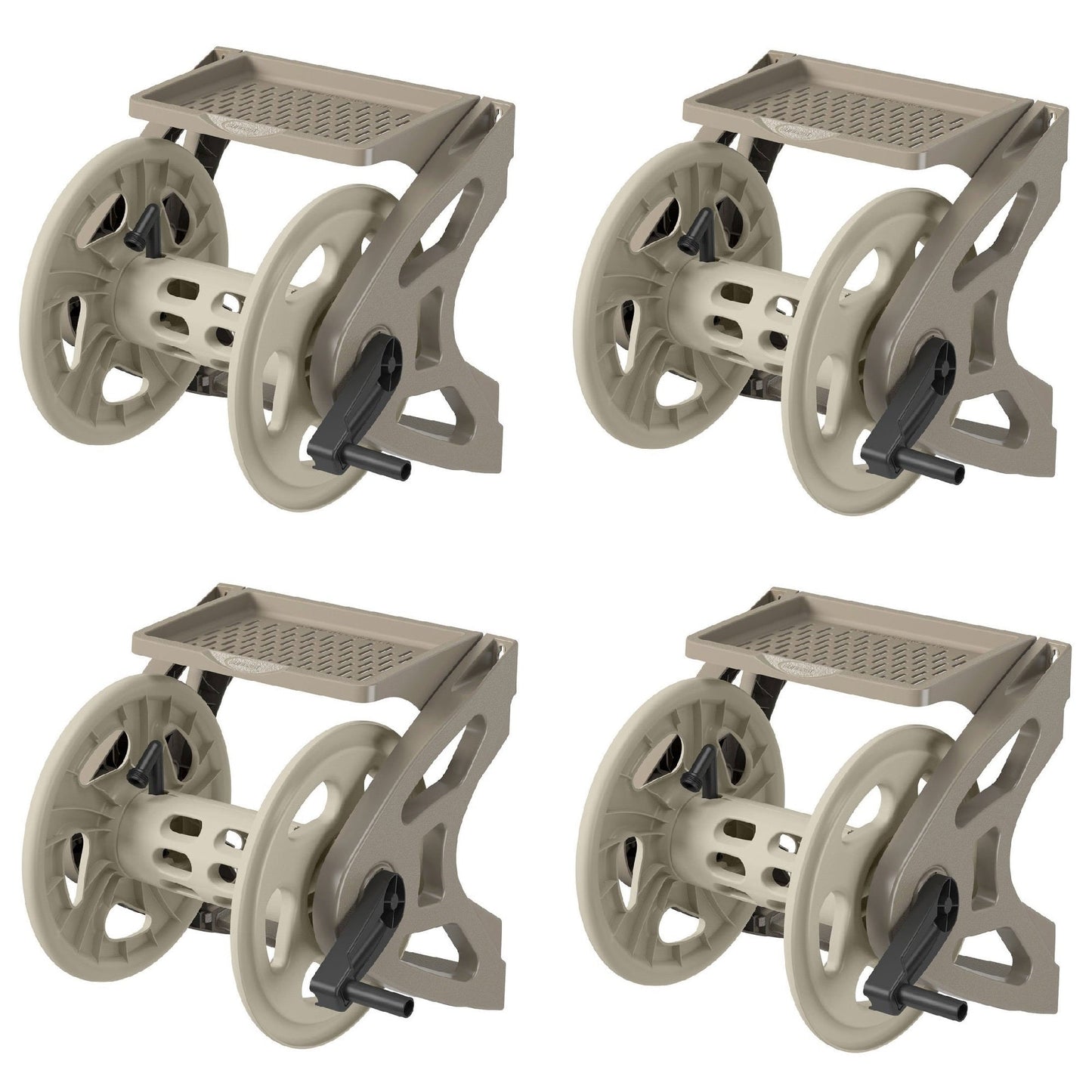 Suncast Handler 200 Foot Resin Wall Mounted Outdoor Garden Hose Reel (4 Pack)