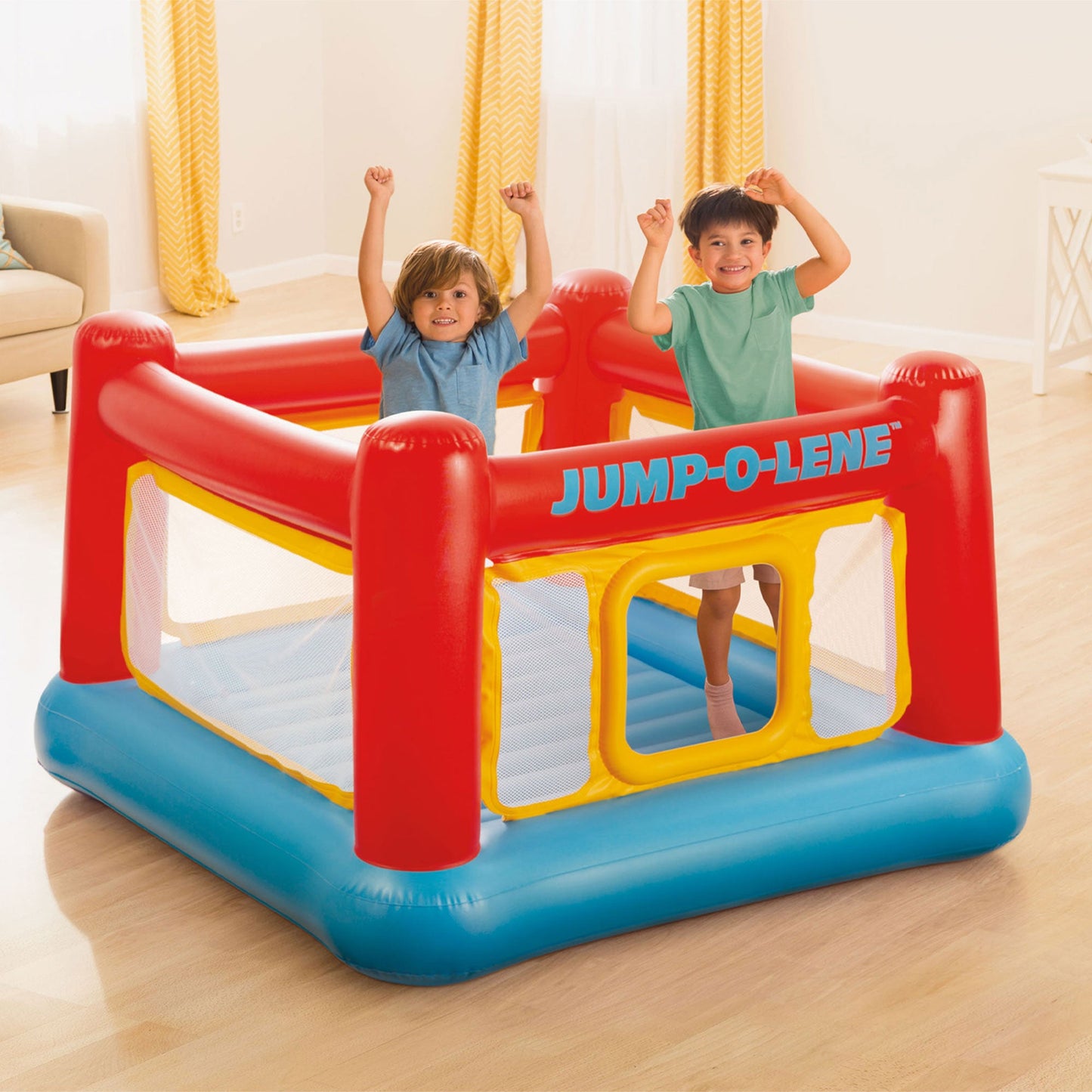 Intex Inflatable Jump-O-Lene Trampoline Bounce House with 120V Electric Air Pump