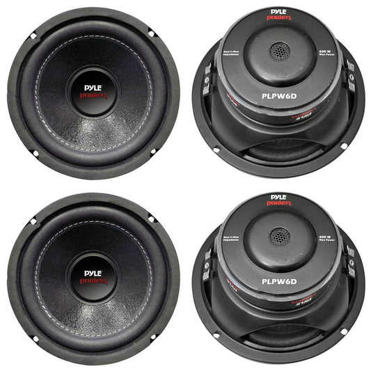 PYLE PLPW6D 6" 2400W Car Audio Subwoofers Subs Woofers DVC Stereo 4-Ohm