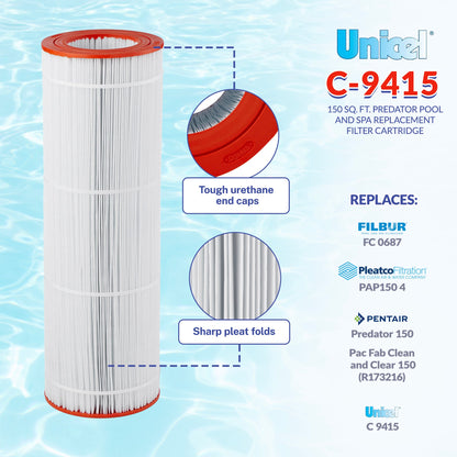 Unicel C-9415 Replacement 150 Sq Ft Swimming Pool Filter Cartridge, 175 Pleats