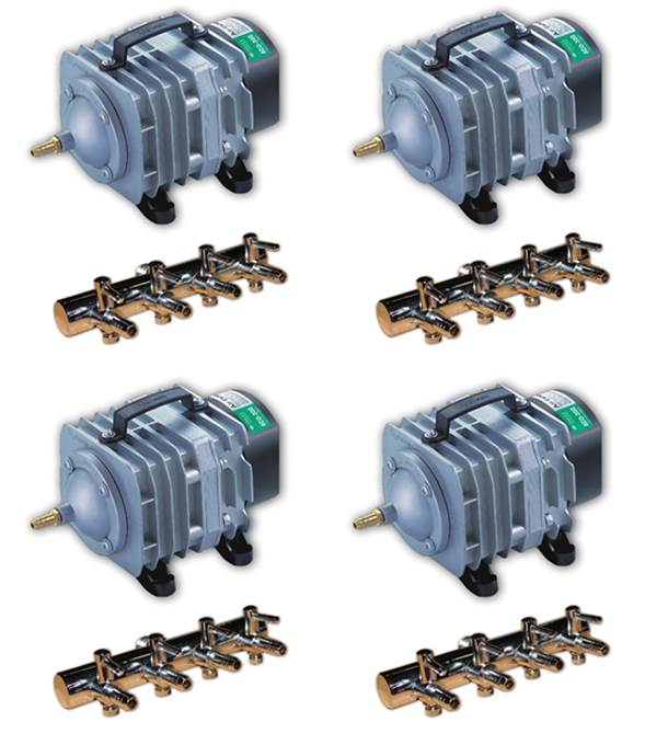 Active Aqua AAPA45L 45 LPM Electrical Air Pump w/ 6 Outlets, (4 Pack)