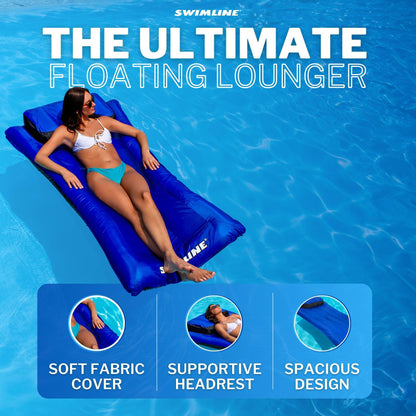 Swimline Oversized Inflatable Swimming Pool Air Mattress Floating Raft, Blue