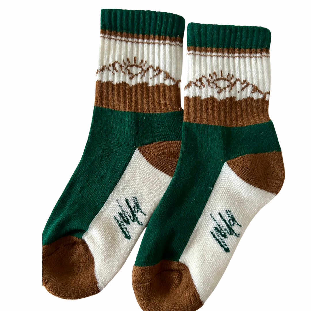 Green “Wild” Merino Wool hiking socks