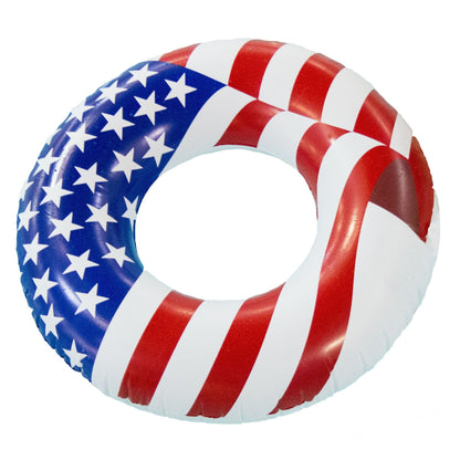 Swimline 36 Inch Inflatable American Flag Swimming Pool Tube Float (6 Pack)