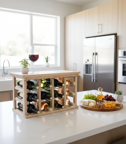 Space Saving Wood Wine Rack with Tabletop