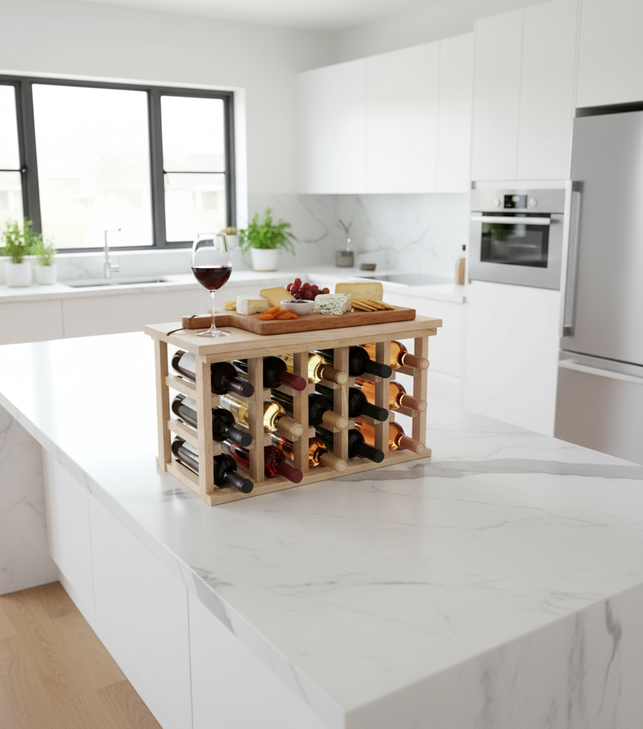 Space Saving Wood Wine Rack with Tabletop