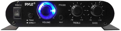 Pyle PFA300 90W 2 Channel Hi-Fi Home Audio Stereo Speakers Amplifier w/Aux