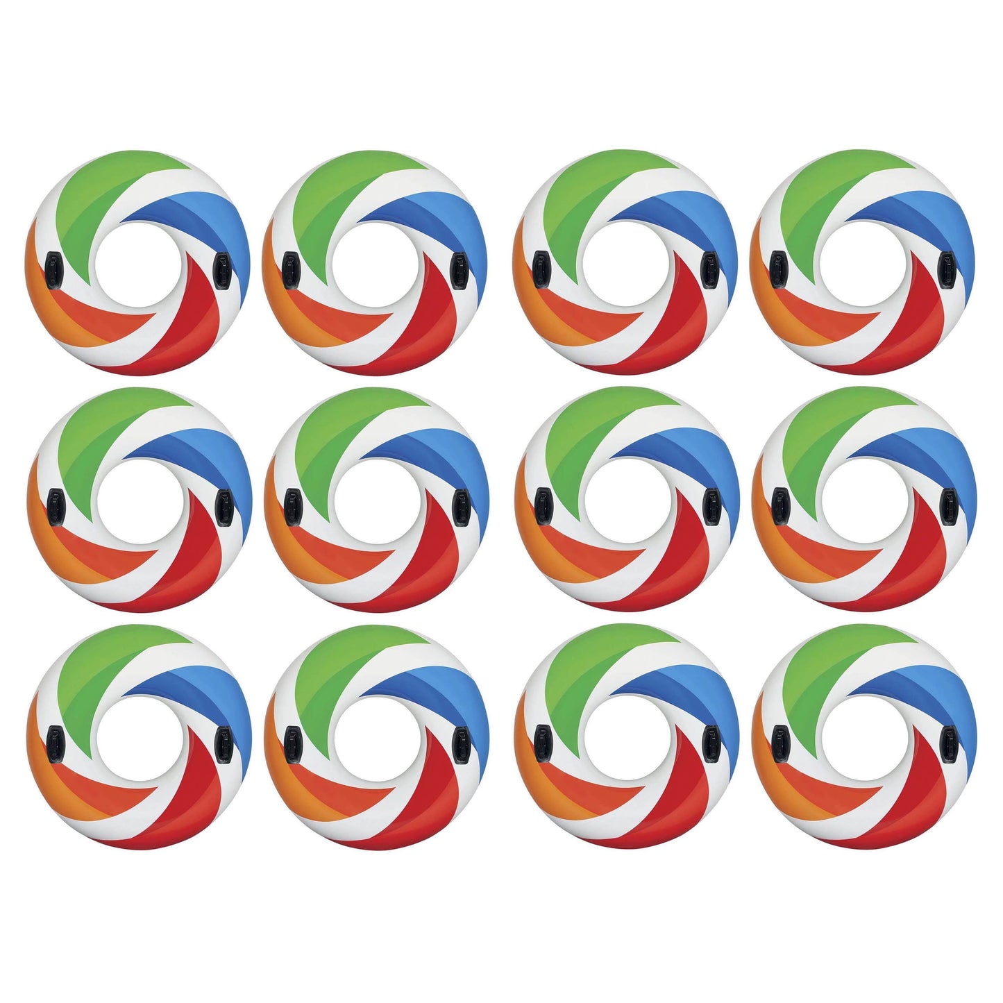 Intex Inflatable 47" Color Whirl Tube Swimming Pool Raft with Handles (12 Pack)