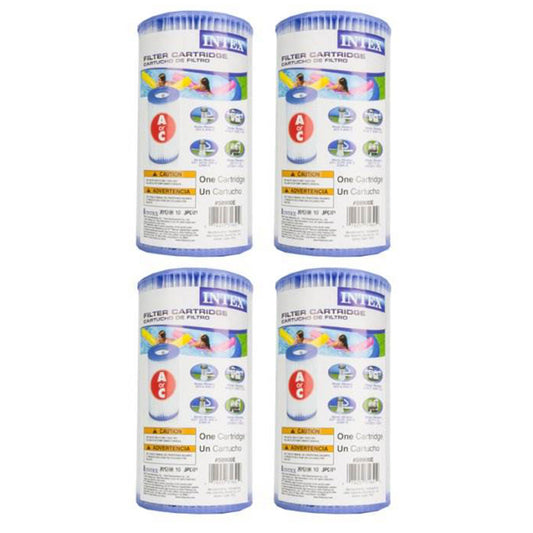 Intex Type A Easy Set Above Ground Pool Replacement Filter Cartridge, (4 Pack)