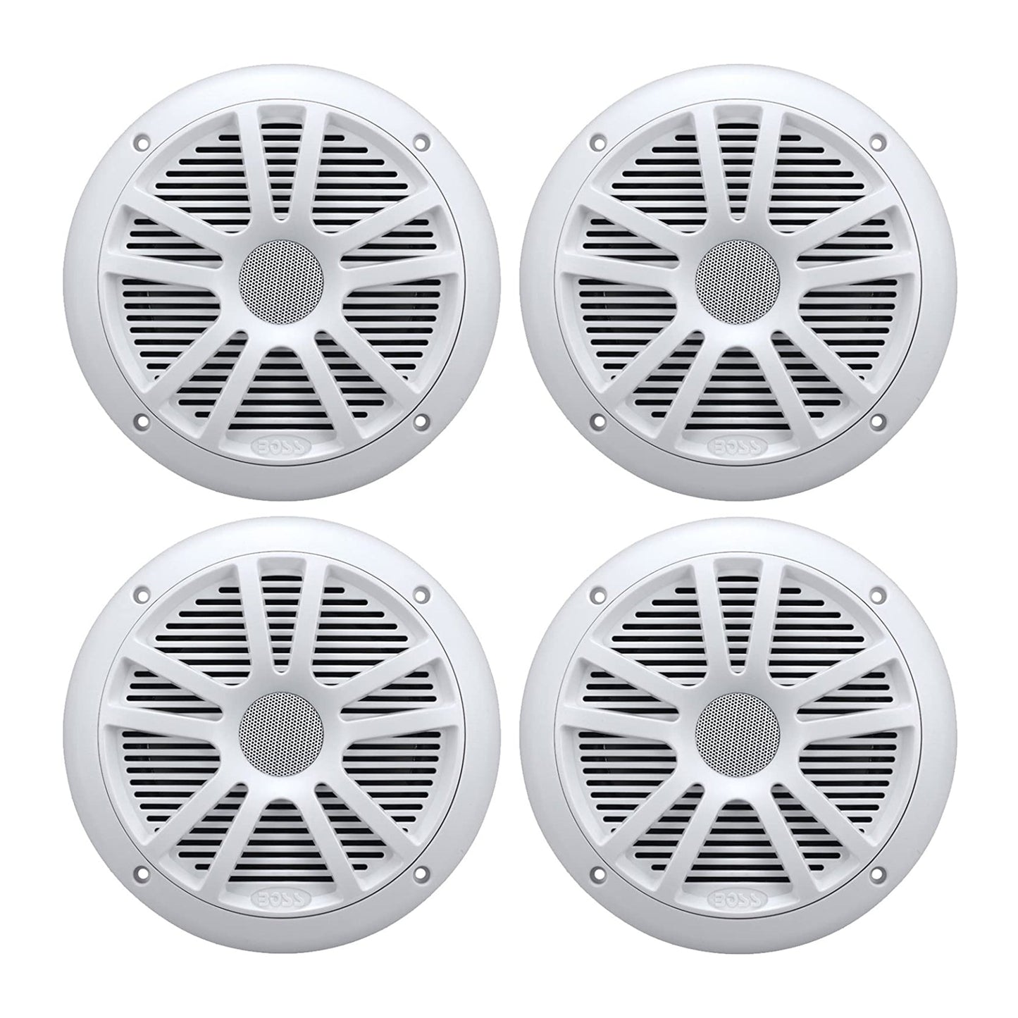 BOSS Audio MR6W 6.5" 360W Dual Cone Marine/Boat Speakers Stereo, White (4 Pack)