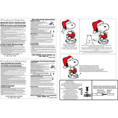 ProductWorks Peanuts 24 Inch Snoopy and 8 Inch Joy Pathway Markers Yard Decor