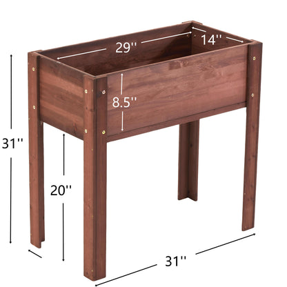 Elevated Wooden Planter Box for Outdoor Flowers, Vegetables, & Herbs