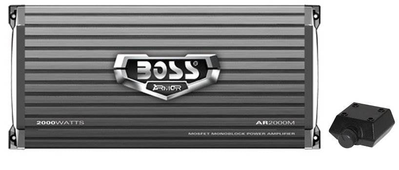 Boss Armor AR2000M 2000W Mono Car Audio Amplifier & Amp Wire Kit & Bass Remote