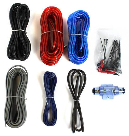 BOSS R1002 200W 2-Channel RIOT Car Audio Power Amplifier Amp + 8 Gauge Amp Kit