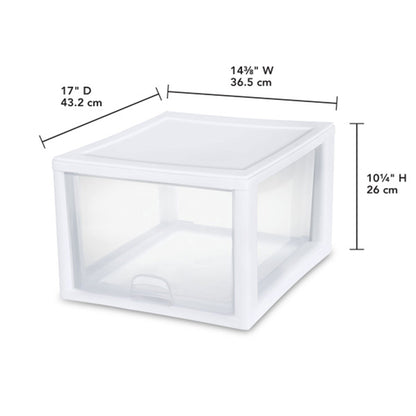 Sterilite 27 Quart Stacking Storage Drawer, Stackable Plastic Bin Drawer, 4 Pack