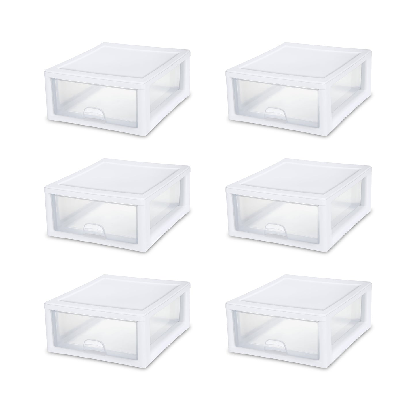 Sterilite 16 Quart Clear Plastic Stacking Storage Drawer Container Box, 6 Pack
