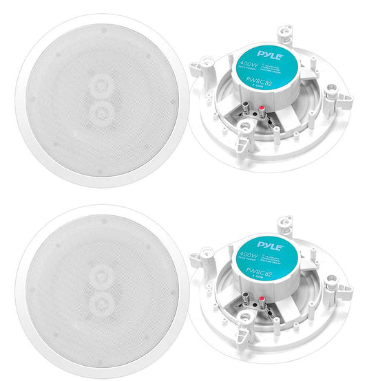 PYLE PWRC82 8" 400W 2 Way Indoor/Outdoor Waterproof Ceiling Speakers, (4 Pack)