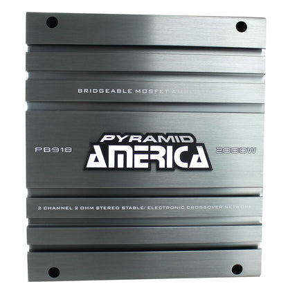 PYRAMID PB918 2000W 2 Channel Car Audio Amplifier and 8 Gauge Amplifier Kit