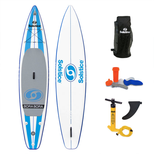 Solstice BoraBora SUP Board 12.6ft Inflatable Touring Stand-Up Paddle Board Blue