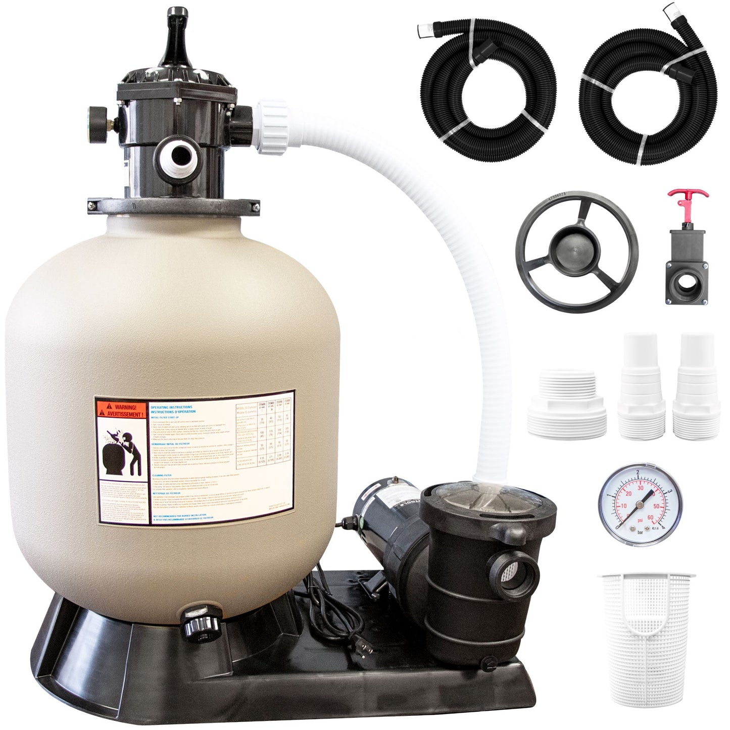 HYDROTOOLS by Swimline 19" Sand Filter Combo w/ Stand, 4500 GPH, 175lb Capacity
