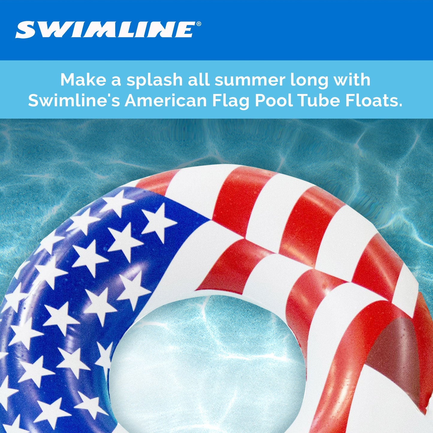 Swimline 36" Round Inflatable Patriotic American Flag Swimming Pool Tube Float