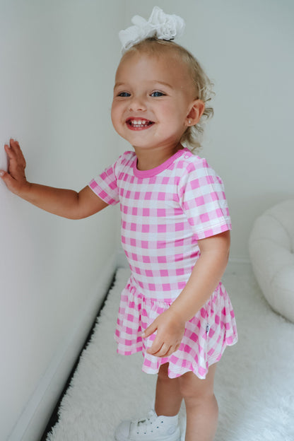 PINKNIC GINGHAM DREAM BODYSUIT DRESS