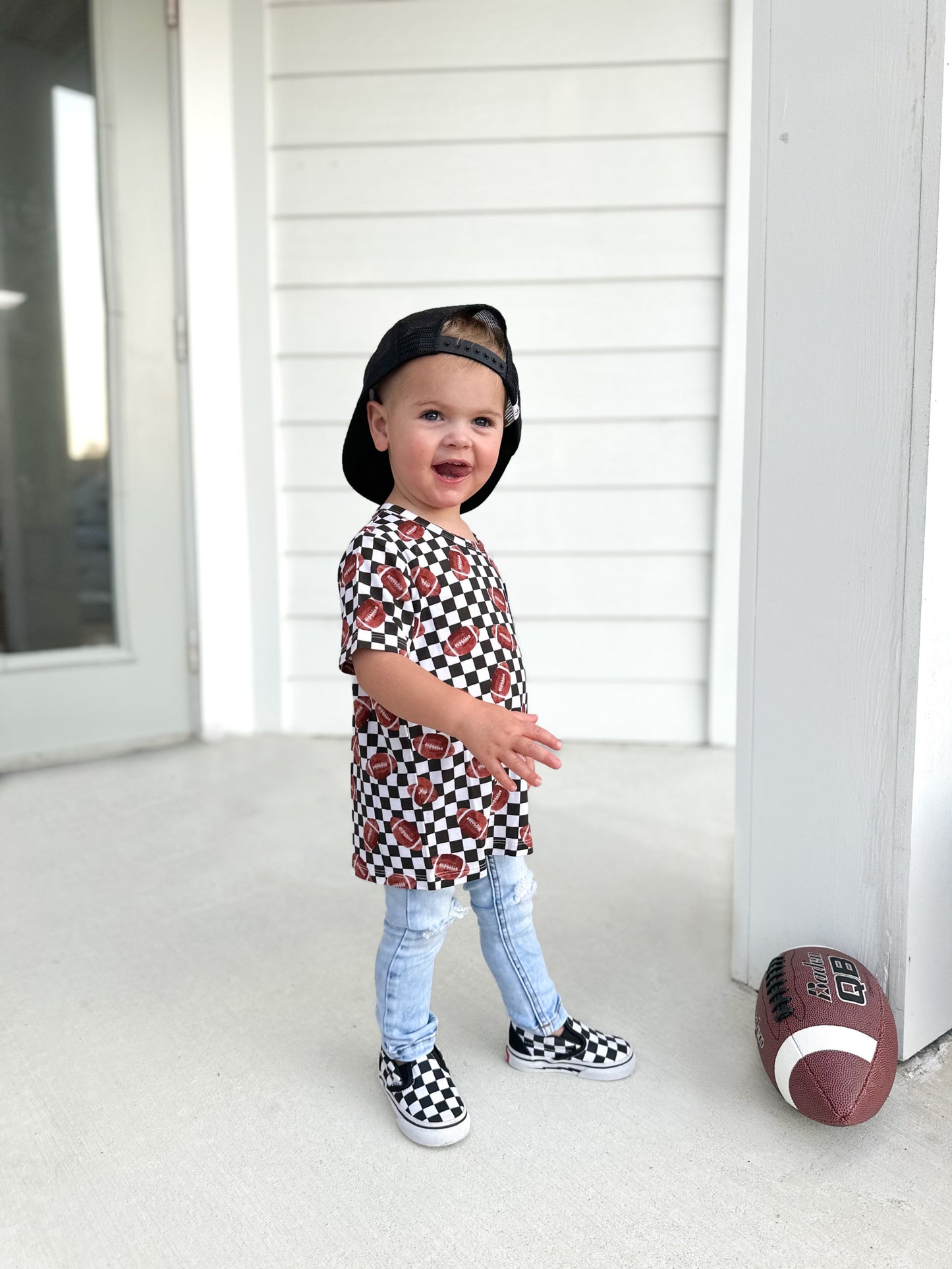 CHECKERED FOOTBALL DREAM POCKET TEE