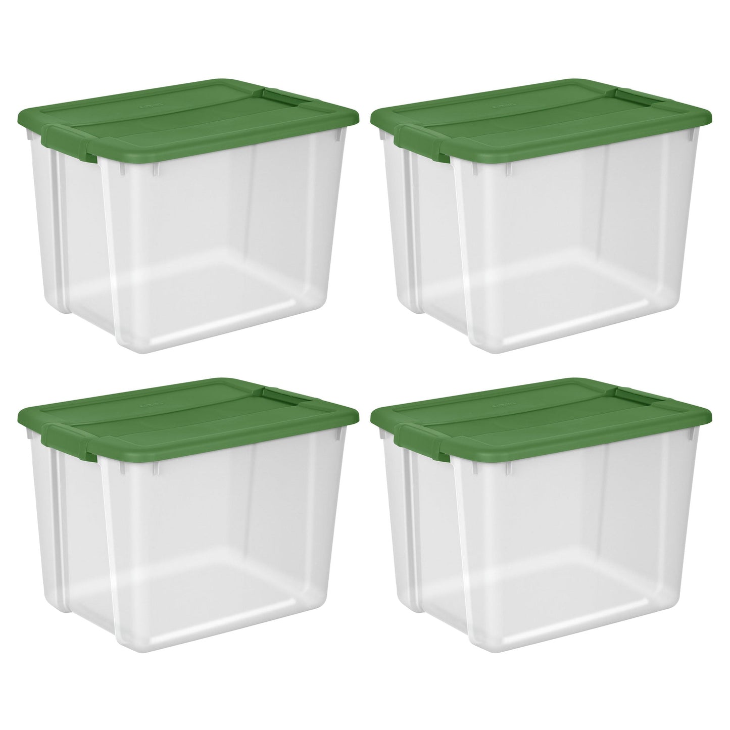 Sterilite 12 Gal Latching Lid Holiday Storage Tote Organizer Bin, Green, 4 Pack