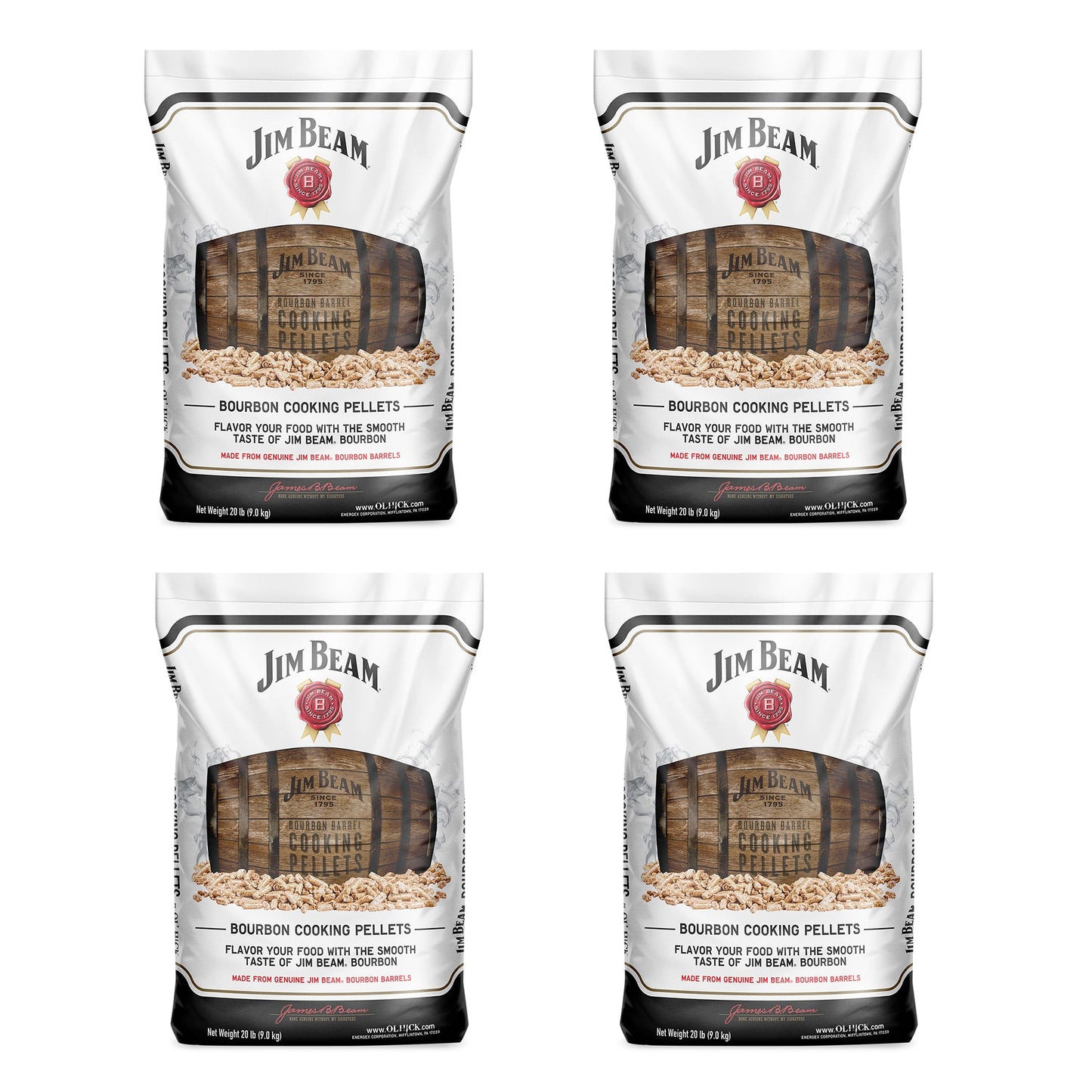 Ol' Hick Cooking Pellets Jim Beam Bourbon Barrel BBQ Grilling Pellets (4 Pack)