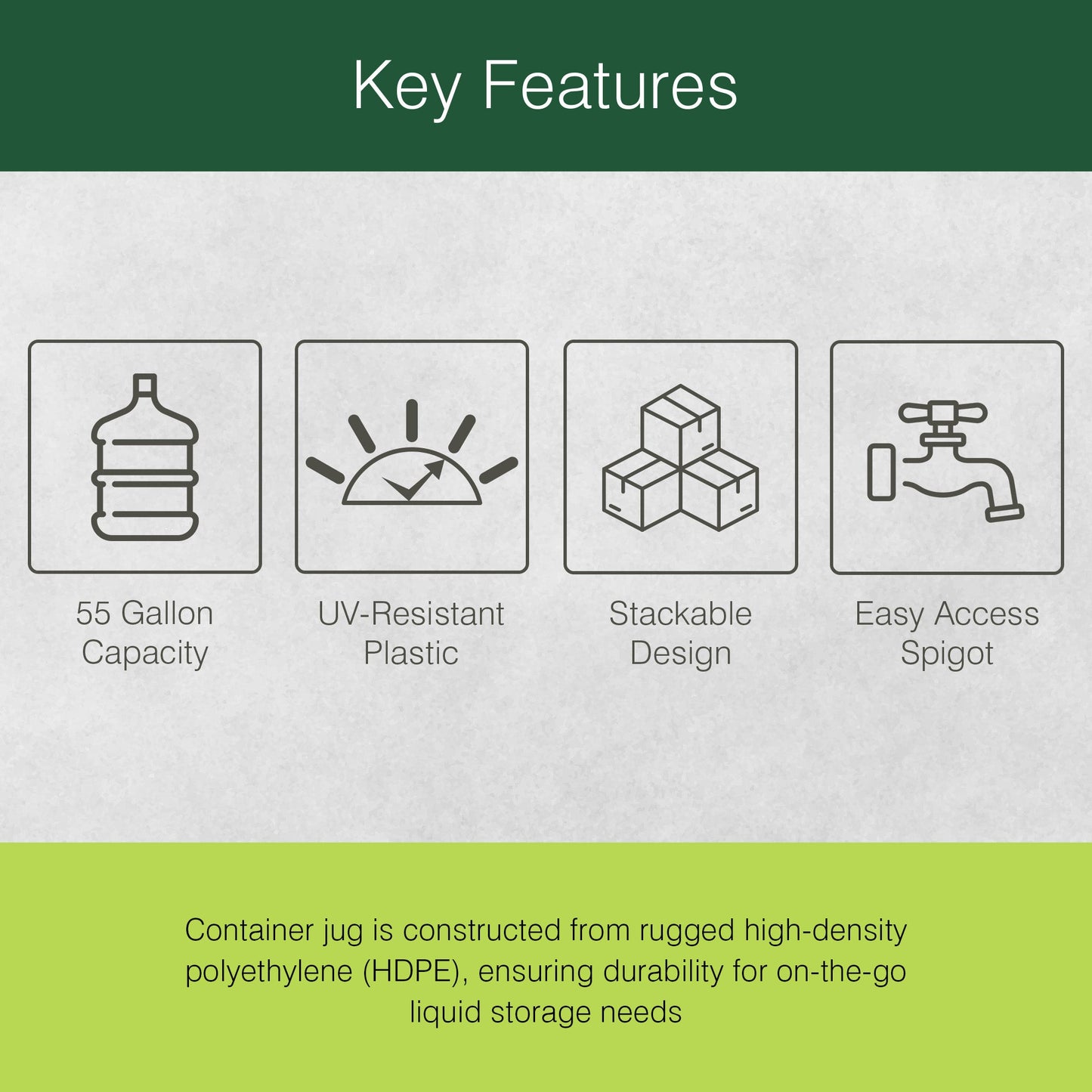 WaterPrepared 55 Gal Stackable Design Utility Water Tank with Large Cap, Blue