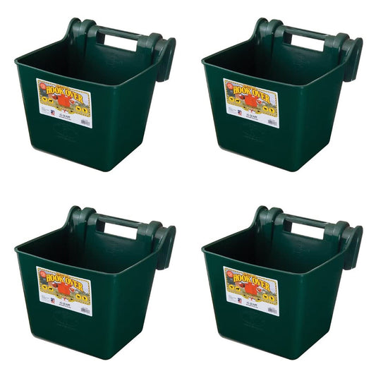 Little Giant Heavy Duty 15 Quart Mountable Plastic Hook Feeder, Green (4 Pack)