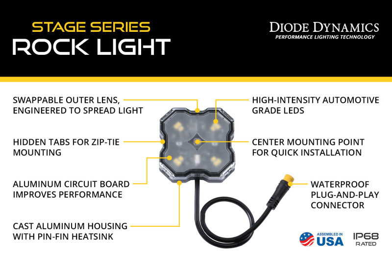 Diode Dynamics RGBW Rock Light Installer Magnet Mount Kit w/Controller (12-pack)