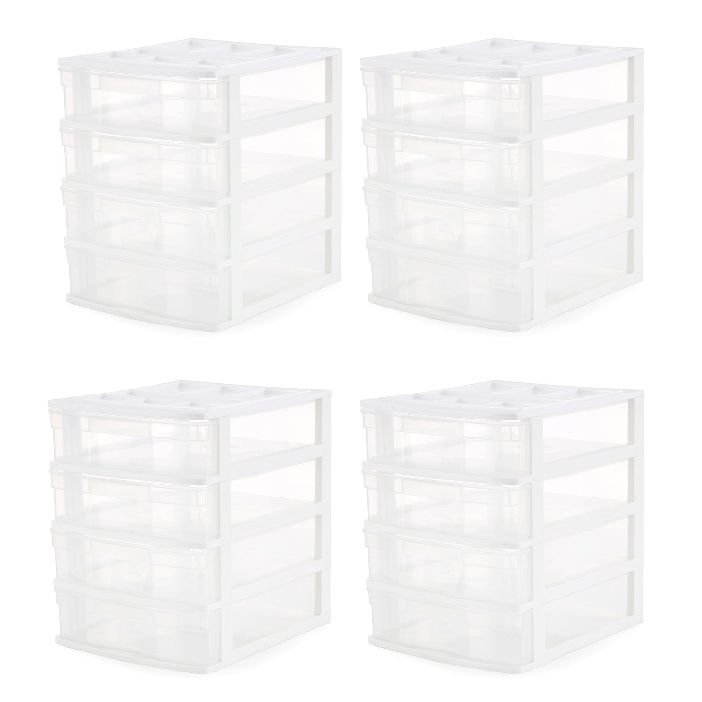 Gracious Living 4 Drawer Desktop Countertop Storage with Organizer Lid (4 Pack)