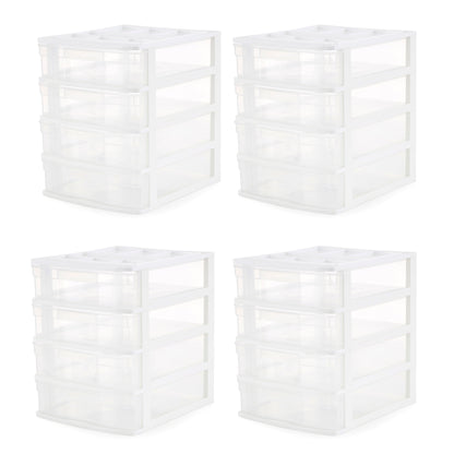 Gracious Living 4 Drawer Desktop Countertop Storage with Organizer Lid (4 Pack)