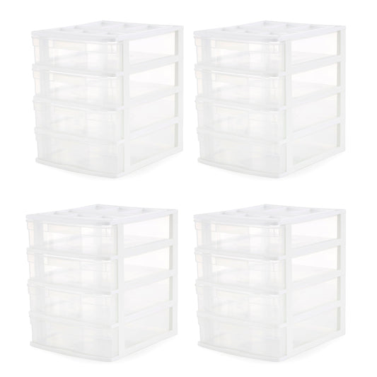 Gracious Living 4 Drawer Desktop Countertop Storage with Organizer Lid (4 Pack)