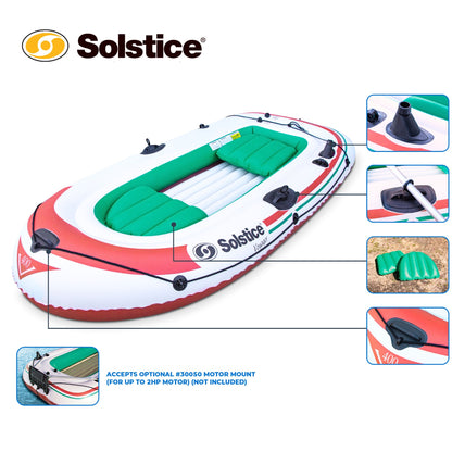Swimline Solstice 30400 Voyager Inflatable 4 Person Fishing Leisure Boat Raft