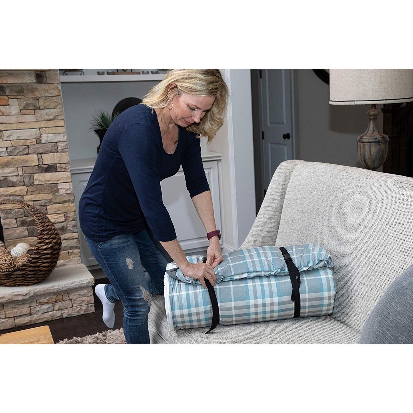 Disc-O-Bed Duvalay Child Memory Foam Sleep Pad/Duvet, Ocean Plaid