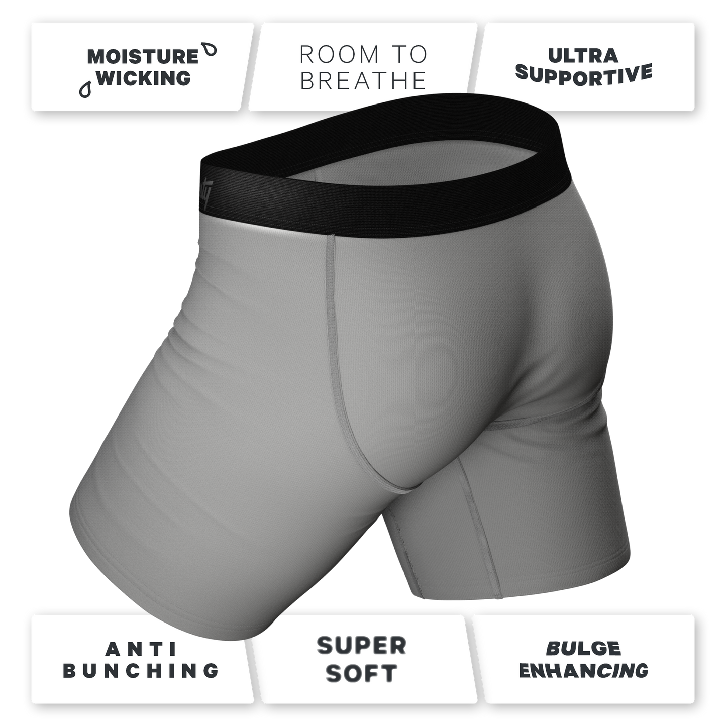 The 50 Shades | Long Leg Grey Ball Hammock® Pouch Underwear With Fly 5 Pack