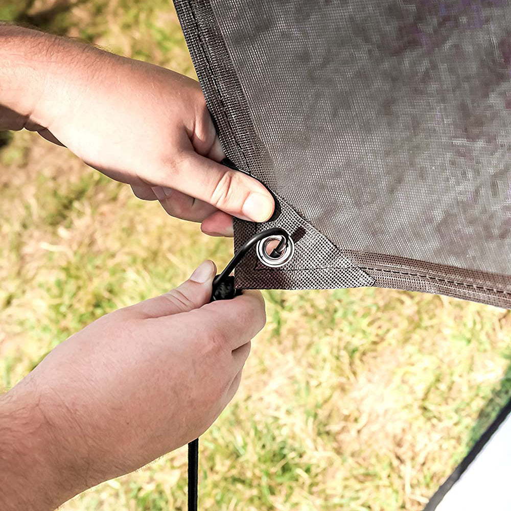 Camco 10 Foot Front Sun Block Panel Awning Screen for RV Camper Shade, Brown