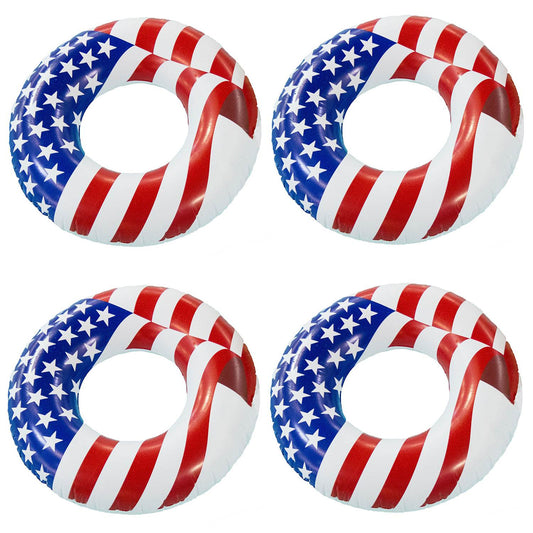Swimline 36" Inflatable American Flag Swimming Pool and Lake Tube Float (4 Pack)