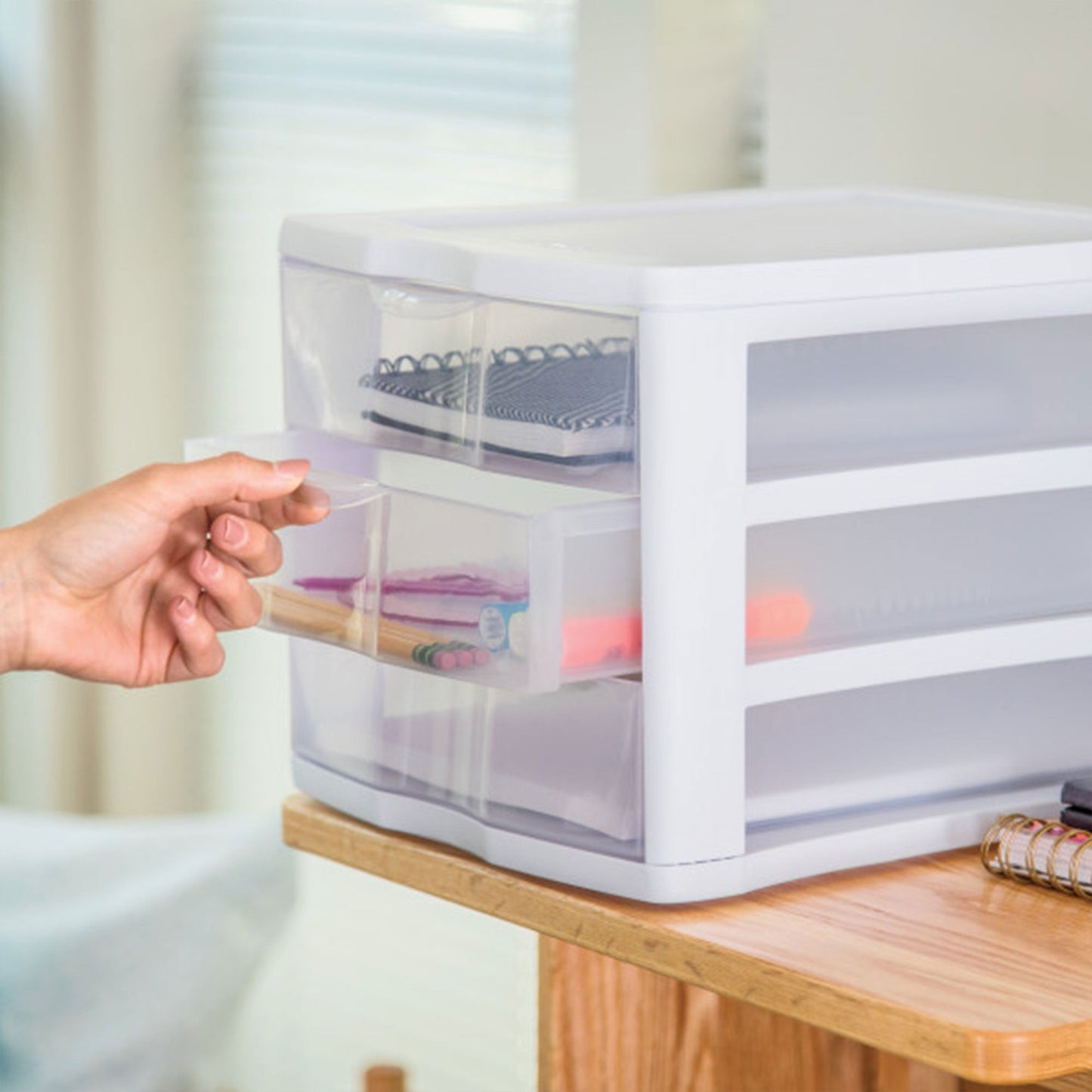 Sterilite ClearView Compact Stacking 3 Drawer Storage Organizer System, 16 Pack