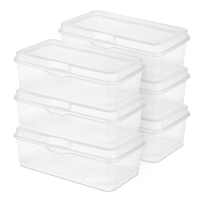 Sterilite Plastic Stacking FlipTop Latching Storage Box Container, Clear, 6 Pack