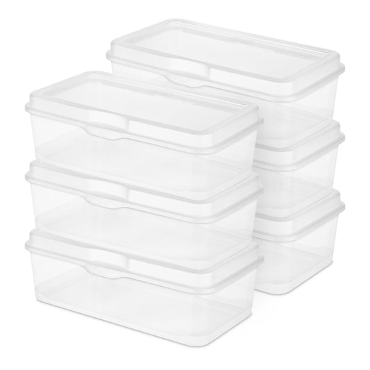 Sterilite Plastic Stacking FlipTop Latching Storage Box Container, Clear, 6 Pack