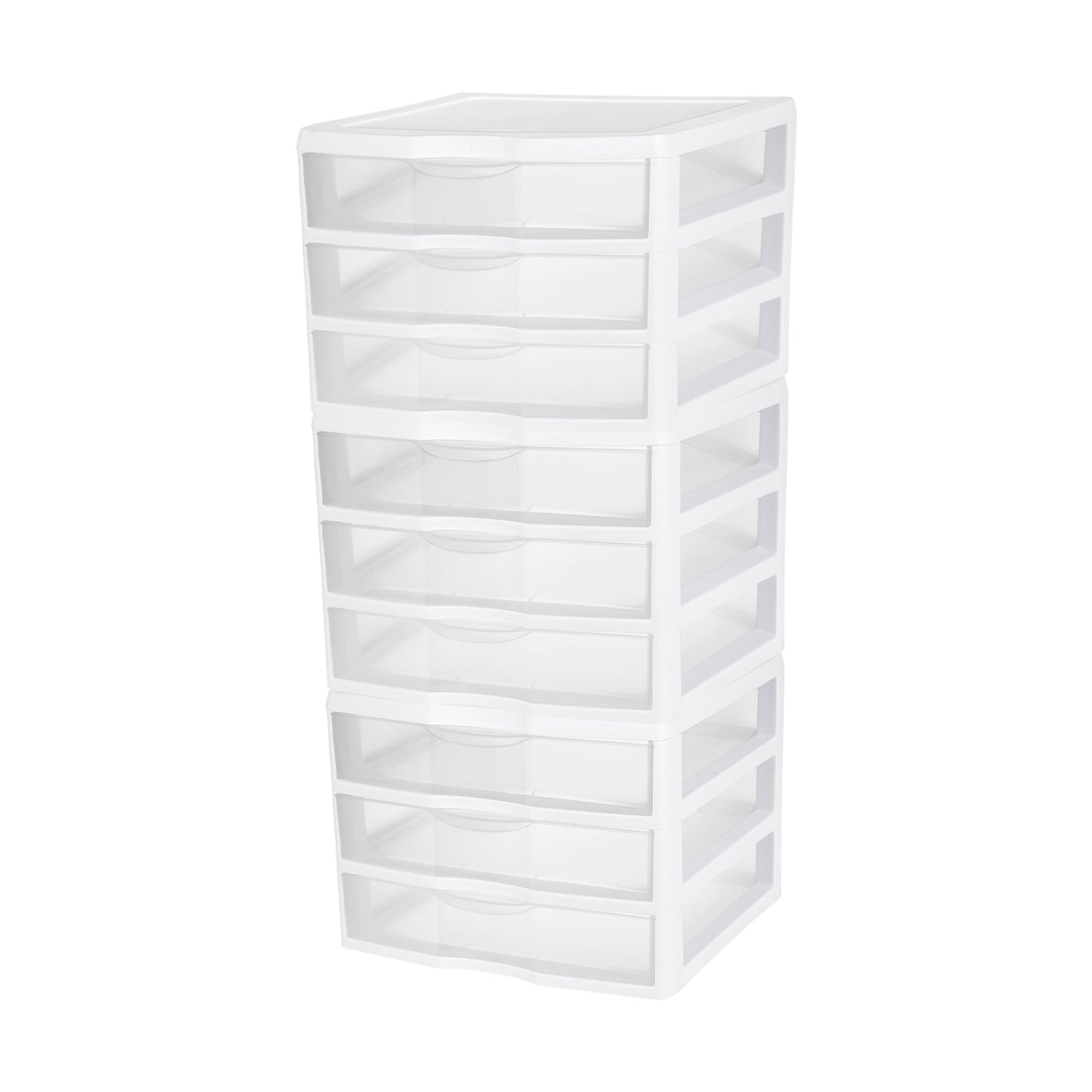 Sterilite Plastic Stackable Small 3 Drawer Storage System, White Frame, 3 Pack