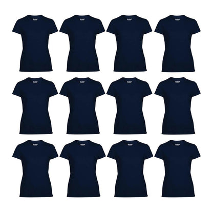Gildan Missy Fit Women's X-Small Adult Short Sleeve T-Shirt, Navy (12 Pack)